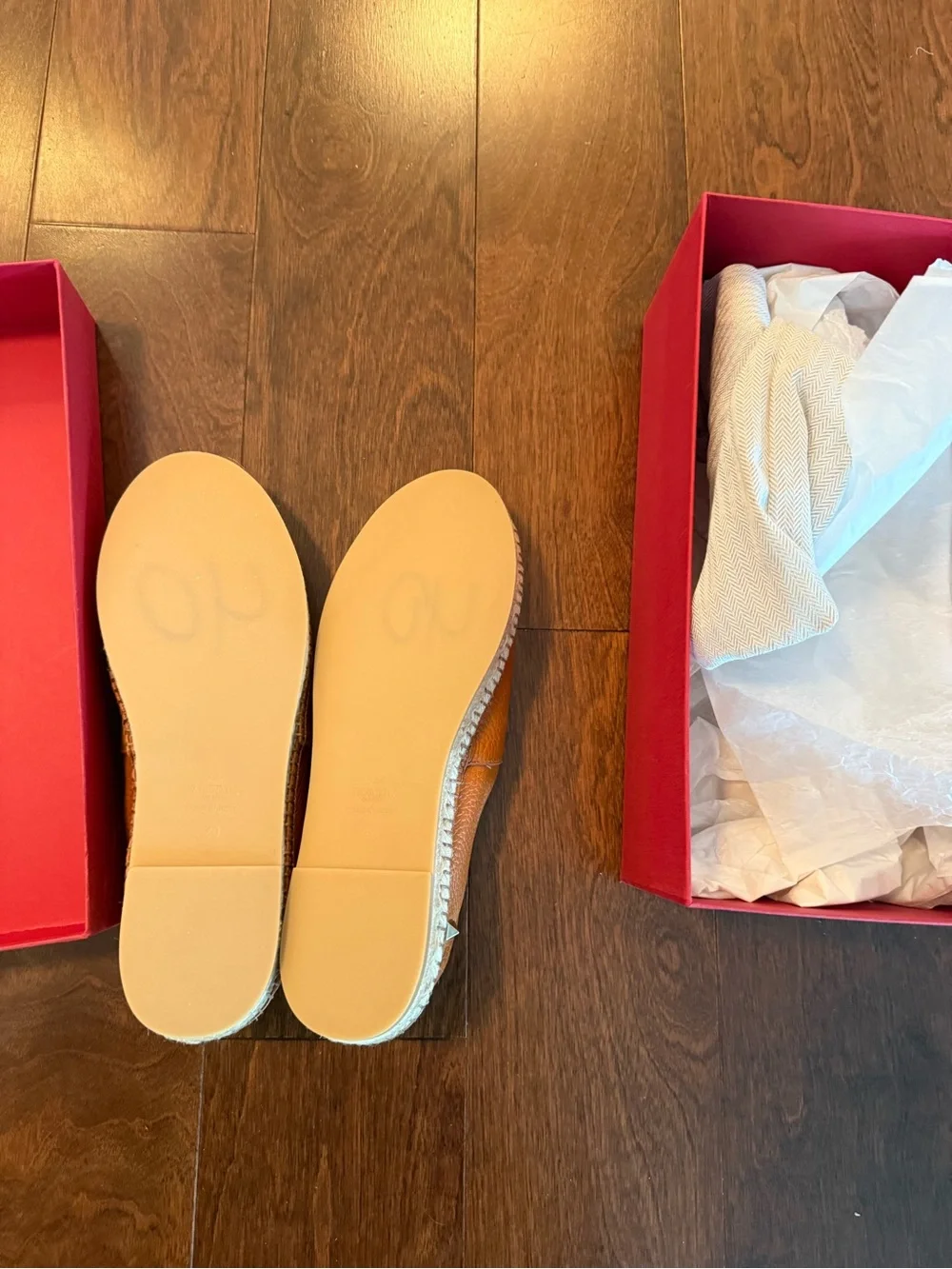Valentino Garavani Tan Leather Espadrille Slip-Ons